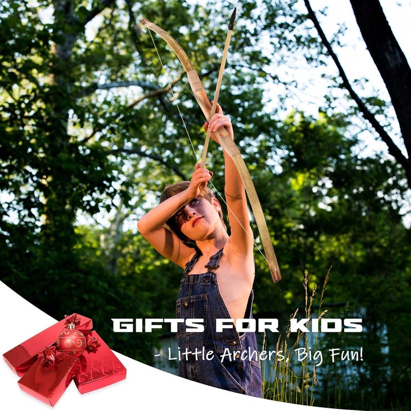 Basbon Kids Bow and Arrow Set, 32 Inch Archery Set Handmade Wooden Toy Bow and Arrow for Kids 6-8 8-12, 1 Bows 1 Quivers 10 Arrows 3 Targets & Storage Bag, Gifts for Youth Boys and Girls - Image 5